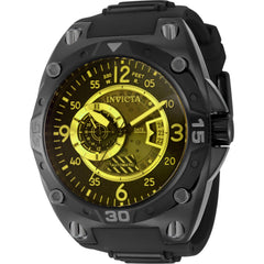Invicta Men's Watch - Aviator Automatic Yellow Dial Gunmetal and Black Strap | 40288