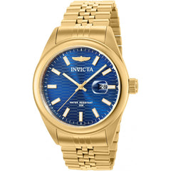 Invicta Men's Watch - Aviator Blue Dial Yellow Gold Bracelet Date Display | 38412
