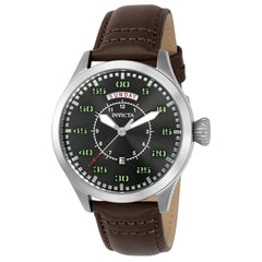 Invicta Men's Watch - Aviator Quartz Charcoal Dial Brown Leather Strap | 22973