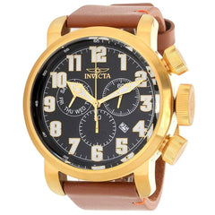 Invicta Men's Watch - Aviator Yellow Gold Case Brown Leather Strap | 31683