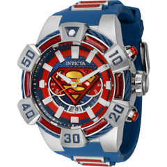 Invicta Men's Watch - DC Comics Superman Silver Steel Case Blue Rubber Strap | 41075
