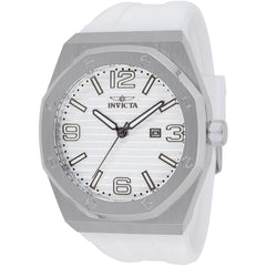 Invicta Men's Watch - Huracan Quartz Silver Tone Dial White Silicone Strap | 45774
