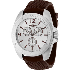 Invicta Men's Watch - I by Invicta Silver Tone Dial Brown Silicone Strap | IBI36500