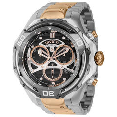Invicta Men's Watch - Mammoth Day-Date Black Dial Rose Gold, Silver Bracelet | 38088