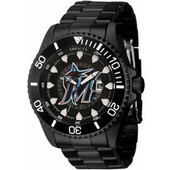 Invicta Men's Watch - MLB Miami Marlins Rotating Bezel Black Steel Bracelet | 43468