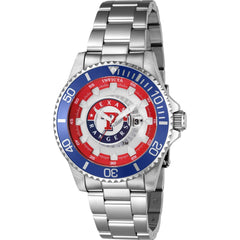 Invicta Men's Watch - MLB Texas Rangers Rotating Bezel Silver Steel Bracelet | 43481