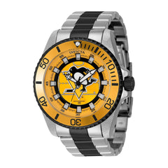 Invicta Men's Watch - NHL Pittsburgh Penguins Silver Tone, Black Bracelet | 42242
