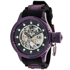 Invicta Men's Watch - Objet D Art Semi-Skeleton Dial Black and Purple Strap | 39167