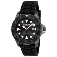 Invicta Men's Watch - Pro Diver Black Bezel Gunmetal Case Silicone Strap | 90305