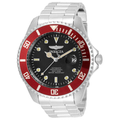 Invicta Men's Watch - Pro Diver Black Dial Red Bezel Silver Tone Bracelet | 35854