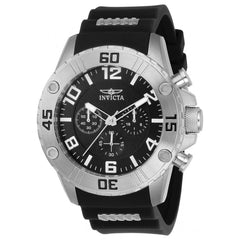 Invicta Men's Watch - Pro Diver Black Dial Silver Tone Case Rubber Strap | 22696