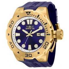 Invicta Men's Watch - Pro Diver Blue Dial Yellow Gold Case Silicone Strap | 36991