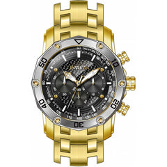 Invicta Men's Watch - Pro Diver Chrono Rotating Bezel Black Dial YG Bracelet | 38443