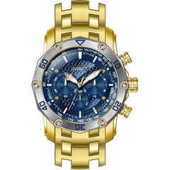 Invicta Men's Watch - Pro Diver Chrono Rotating Bezel Blue Dial YG Bracelet | 38444