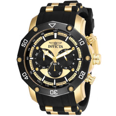 Invicta Men's Watch - Pro Diver Chronograph Black and Gold Tone Dial Strap | 28754