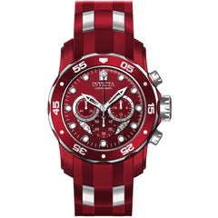 Invicta Men's Watch - Pro Diver Chronograph Strap Silver Tone and Red Bezel | 40932