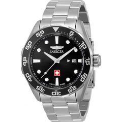 Invicta Men's Watch - Pro Diver Quartz Black Dial SS Bracelet Rotating Bezel | 33453