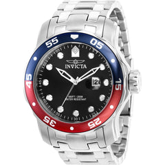 Invicta Men's Watch - Pro Diver Quartz Black Dial SS Bracelet Rotating Bezel | 39091