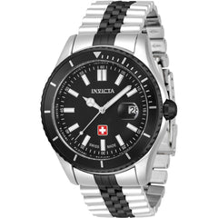 Invicta Men's Watch - Pro Diver Silver and Black SS Bracelet Rotating Bezel | 33436