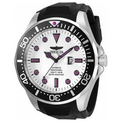 Invicta Men's Watch - Pro Diver White Dial Silver Tone Case Black Strap | 36434