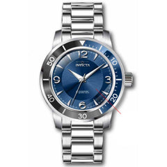 Invicta Men's Watch - Specialty Black and Blue Bezel Silver Tone Bracelet | 38511