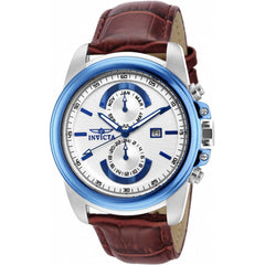 Invicta Men's Watch - Specialty Blue Bezel White Dial Brown Leather Strap | 15099
