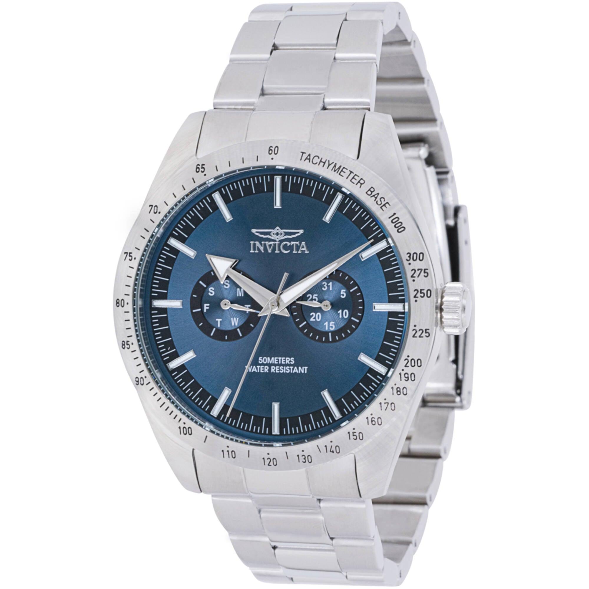 Invicta Men's Watch - Specialty Chrono GMT Blue Dial Silver Tone Brace