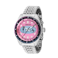Invicta Men's Watch - Speedway Light Blue and Pink Dial Silver Steel Bracelet | 43096