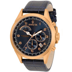 Invicta Men's Watch - Vintage Dark Blue Dial Rose Gold Tone Case Leather Strap | 31558