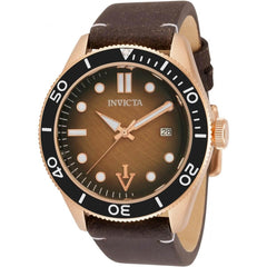 Invicta Men's Watch - Vintage Date Dark Brown Leather Strap Rotating Bezel | 33517