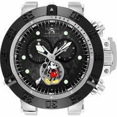 Invicta Wall Clock - Disney Mickey Mouse Quartz Chrono Black Dial Steel Case | 34763