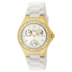 Invicta Women's Chrono Watch - Angel Yellow Gold Case White Dial Silicone Strap | 1644