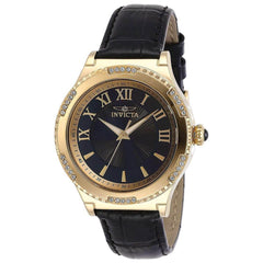 Invicta Women's Quartz Watch - Angel Black Dial Leather Strap | 28605