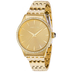 Invicta Women's Quartz Watch - Angel Crystal Bezel Gold Tone Dial Bracelet | 37858