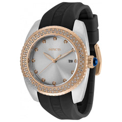 Invicta Women's Quartz Watch - Angel Crystal Bezel Two Tone Case Black Strap | 36066