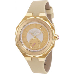 Invicta Women's Quartz Watch - Angel Gold Tone Dial Light Yellow Satin Strap | 31666