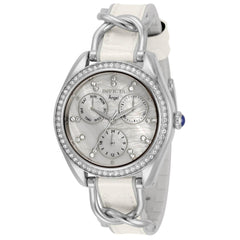 Invicta Women's Quartz Watch - Angel MOP Dial Silver and White Strap Crystal | 31205
