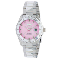 Invicta Women's Quartz Watch - Angel Pink MOP Dial Silver Bracelet Diamond | 30940