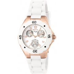 Invicta Women's Quartz Watch - Angel Rotating Bezel White and Silver Dial Strap | 0716