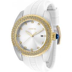 Invicta Women's Quartz Watch - Angel Silver Tone Dial White Silicone Strap | 36063