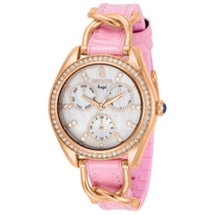 Invicta Women's Quartz Watch - Angel White MOP Dial Pink Leather Strap Crystal | 31190