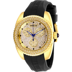 Invicta Women's Quartz Watch - Angel Yellow Gold Case Black Rubber Strap | 28485