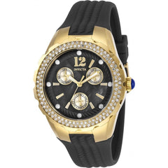 Invicta Women's Quartz Watch - Angel Yellow Gold Case Gunmetal Rubber Strap | 29088