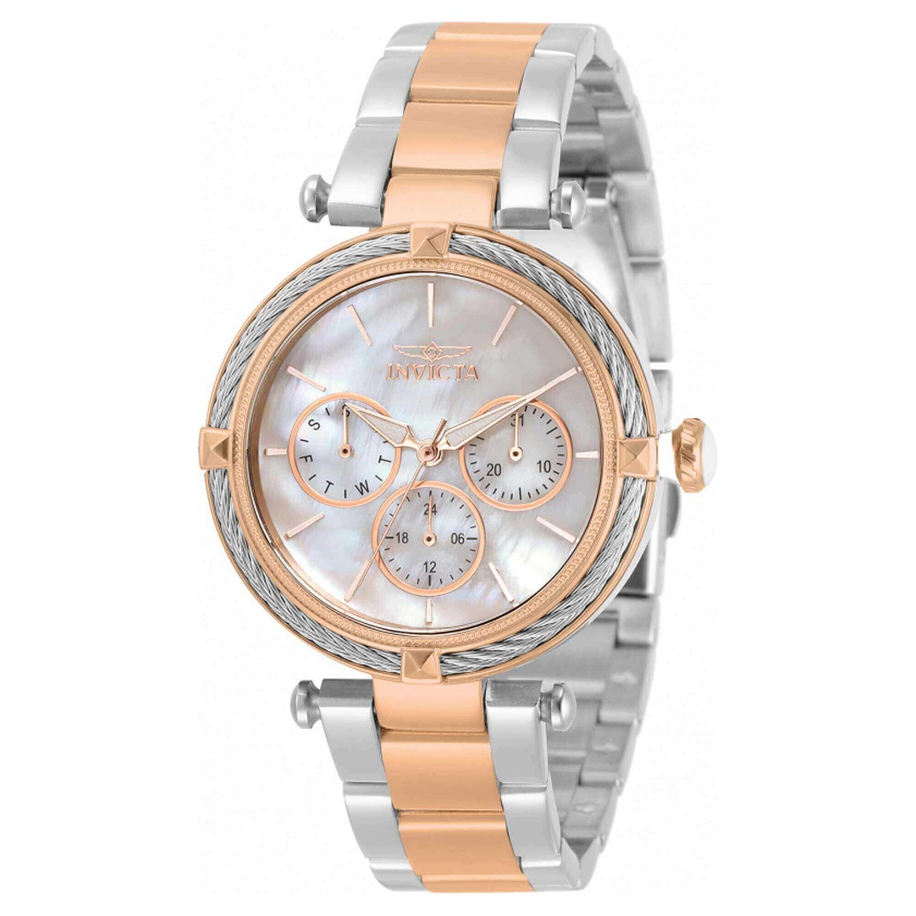 Invicta Women's Quartz Watch Bolt Two Tone Silver and Rose Gold Bracelet 30648