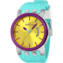 Invicta Women's Quartz Watch - DNA Date Yellow Dial Light Green Silicone Strap | 36962