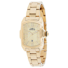 Invicta Women's Quartz Watch - Lupah Date Gold Dial Yellow Gold Steel Bracelet | 39792