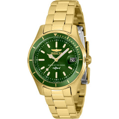 Invicta Women's Quartz Watch - Pro Diver Green Dial Yellow Gold Steel Bracelet | 35604