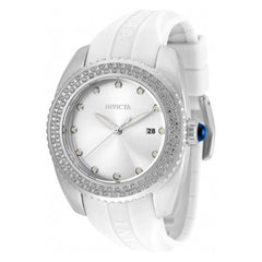 Invicta Women's Watch - Angel Crystal Bezel Silver Tone Dial White Strap | 36061