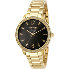Invicta Women's Watch - Angel Quartz Black Dial YG Stainless Steel Bracelet | 31368