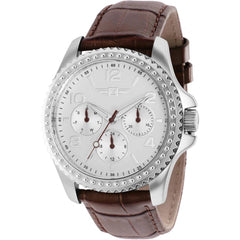 Invicta Women's Watch - I by Invicta Silver Tone Dial Brown Leather Strap | IBI36504
